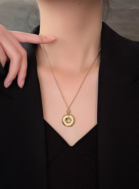 新款复古钱币毛衣链镀金