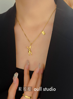 本命年兔子钛钢项链女