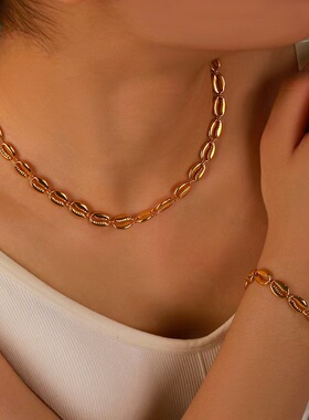 欧美潮流热销款项链不锈钢镂空贝壳设计手链个性简约时尚衣饰配饰