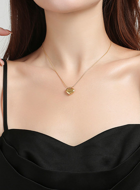新款小众钛钢桃心吊坠不掉色简约饰品项链时尚百搭跨境热卖爱心女