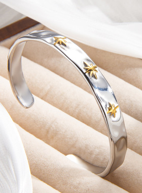 欧美热销INS风镶钻钛钢手镯