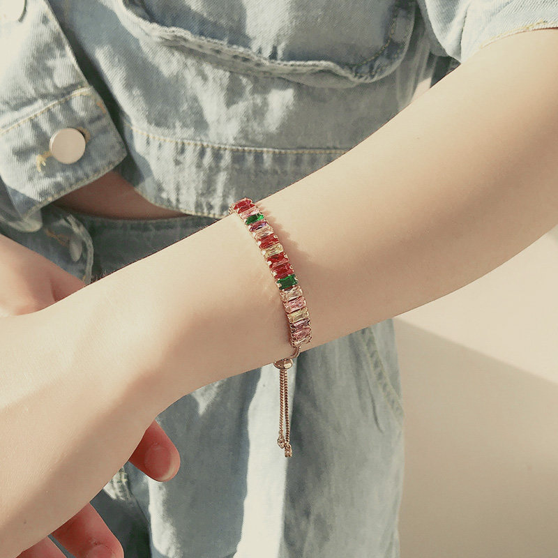 夏季彩色水晶ins小众设计风感手链 欧拉拉手链