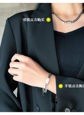 嘻哈夸张古巴链欧美街头项链男女士锁骨链个性气质饰品钛钢不掉色