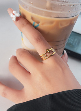 开口钛钢戒指女设计师款