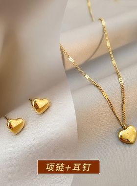 简约love爱心项链女钛钢