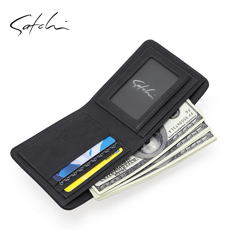 沙驰真皮青年简约头层票夹商务男包 satchi沙驰钱包
