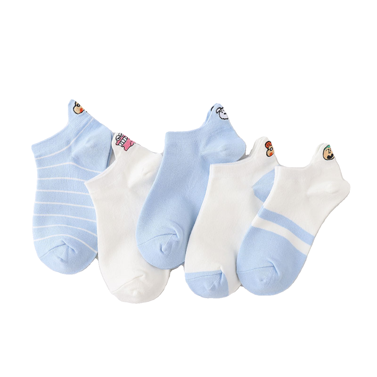 蜡笔小新棉袜刺绣卡通浅口低帮短筒船袜拼接条纹学生可爱防臭吸汗,淘宝优惠券,粉丝福利购,淘宝优惠卷