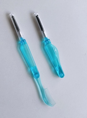 多功能睫毛梳子梳理眉毛梳可折叠卷翘螺旋睫毛卷便携细密软齿