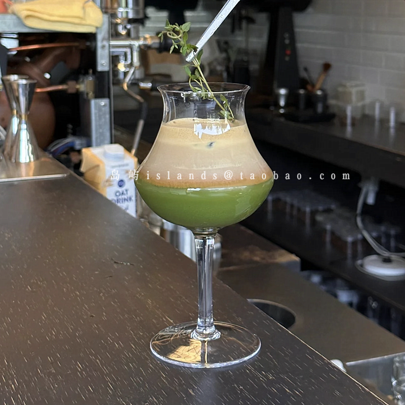 新中式反口郁金香玻璃杯高脚闻香杯ins特调鸡尾酒杯苏打气泡水杯 - 图0