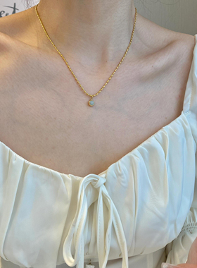 自制小绿豆项链锁骨链洋气