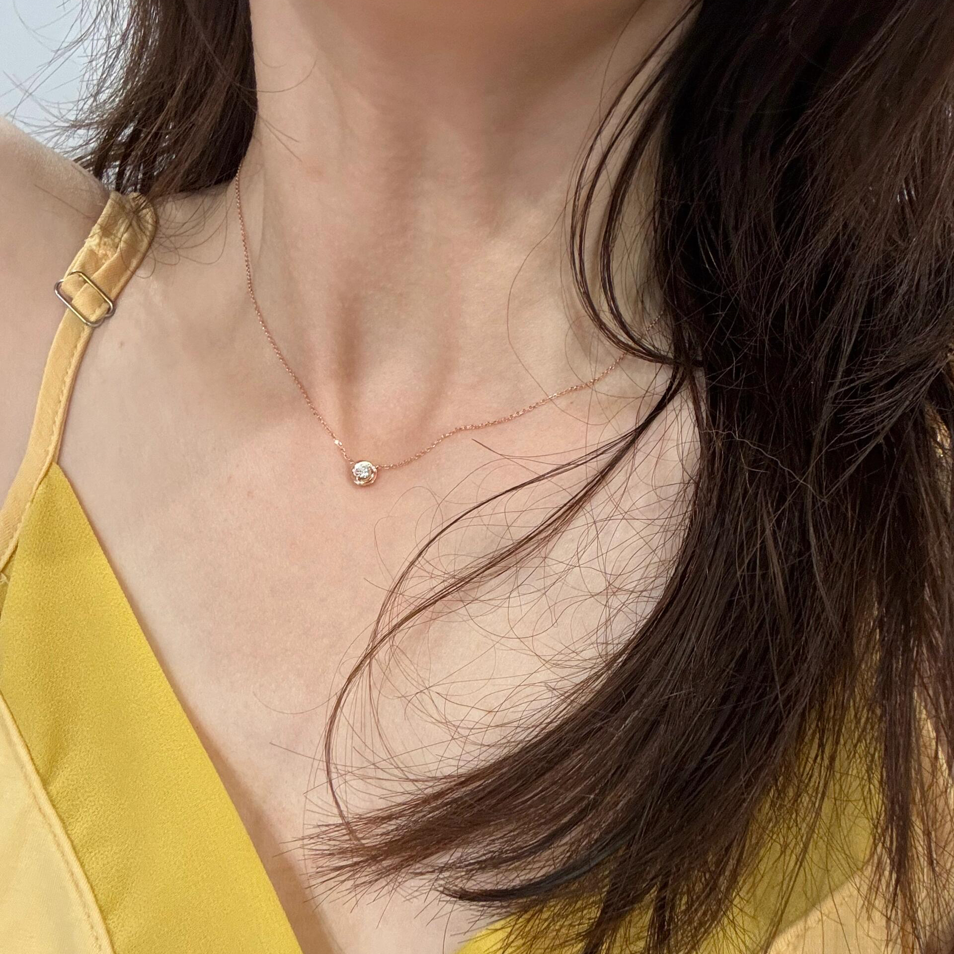 超闪！日式18K包金鼻屎仿真钻石项链赵露思同款单钻叠戴锁骨链ins - 图1