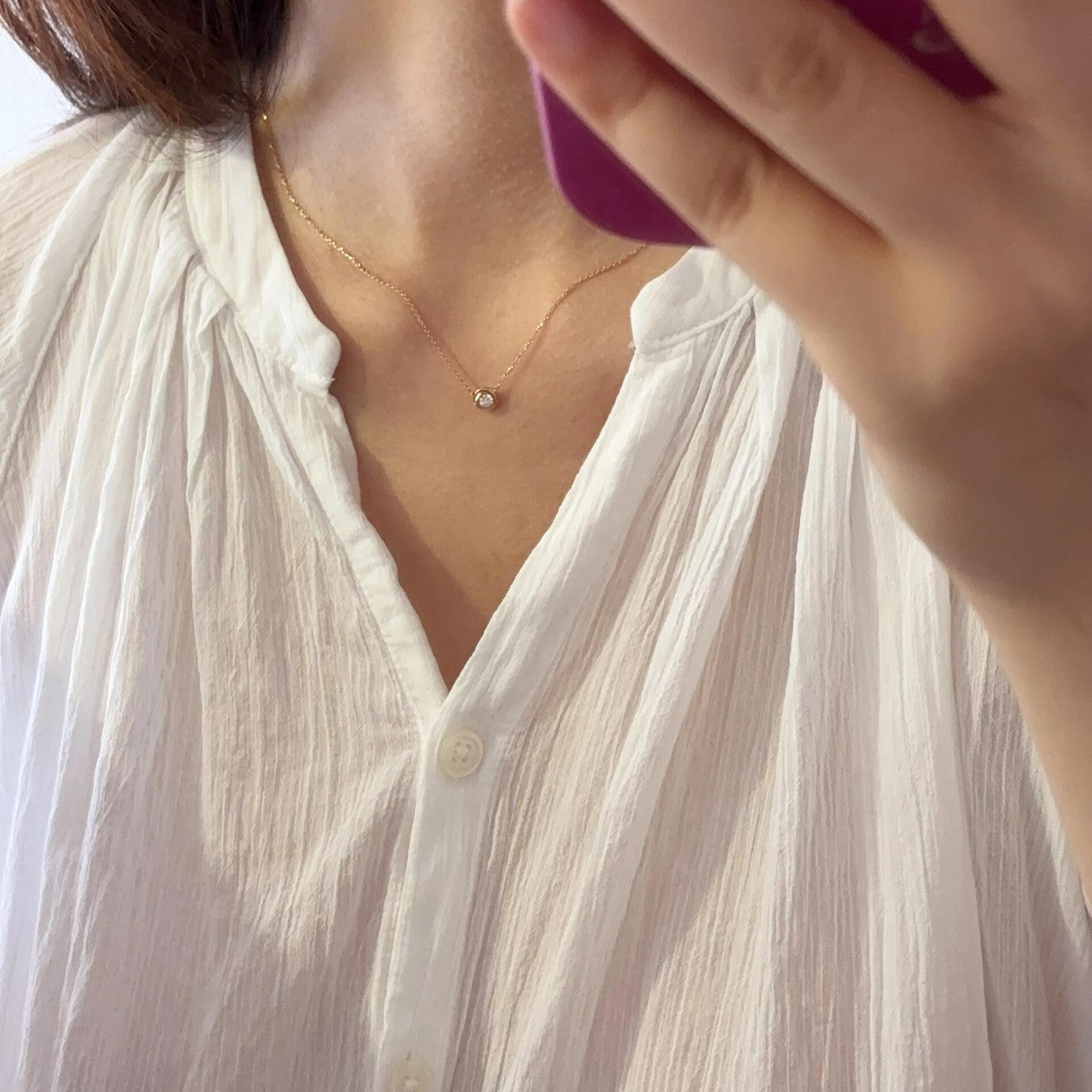 超闪！日式18K包金鼻屎仿真钻石项链赵露思同款单钻叠戴锁骨链ins - 图3