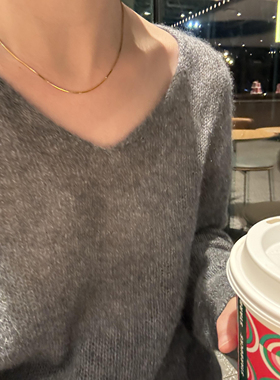 秋冬适配细金链子!精致大气小小蛇骨项链流动灵逸感可挂吊坠毛衣