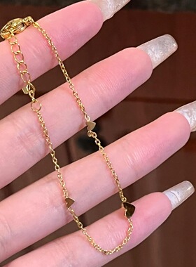 保色钛钢极细爱心手链轻奢百搭