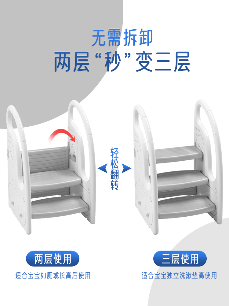 增高洗手台儿童洗漱宝宝踩脚凳刷牙凳楼梯卫生间梯子婴儿脚踏凳阶 - 图2