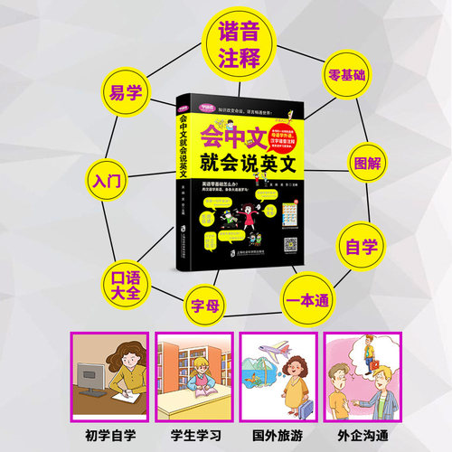 【3册全新版】会中文就会说英文的书商务英语英语口语书籍英语口语训练学英语零基础英语英语口语日常对话书籍自学入门谐音正版 - 图1
