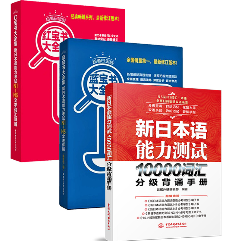 正版新日本语能力测试10000词汇红蓝宝书N1-N5文法详解文字词日语能力考试日语单词语法书日语n1n2n3n4n5日语书籍入门自学教材 - 图3