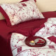 Chinese magpies flower and bird print cotton wedding four-piece set Xinjiang long velvet cotton red wedding quilt cover pure cotton bed sheet