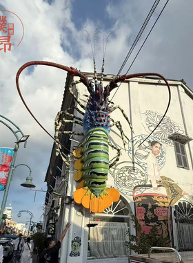 澳洲龙虾玻璃钢雕塑大型花龙小青龙大虾门头装饰雕塑锦绣龙虾定制