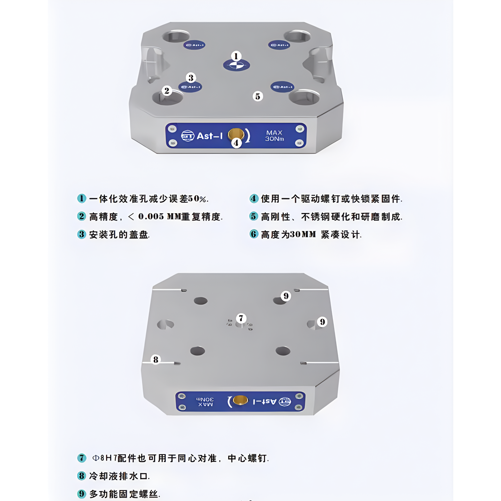 阿斯顿AST自定心虎钳四五轴精密同心虎钳钢性强加工钢件-图1