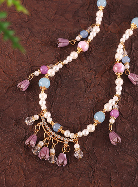 新中式超仙古风汉服璎珞项链古装国风配饰珍珠吊坠项圈饰品