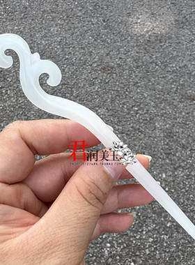 琉璃水仙发簪烟紫色白色蓝水发钗