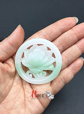 琉璃白玉莲花复古玉佩项坠挂件