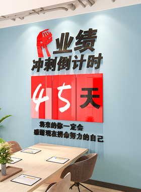 业绩冲刺倒计时墙纸画业务励志3d