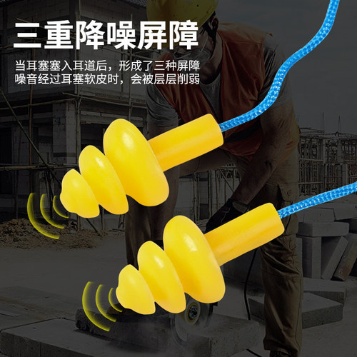 耳塞隔音降噪静音工作工厂硅胶带线睡眠防噪音工地装修建造防噪声 - 图1