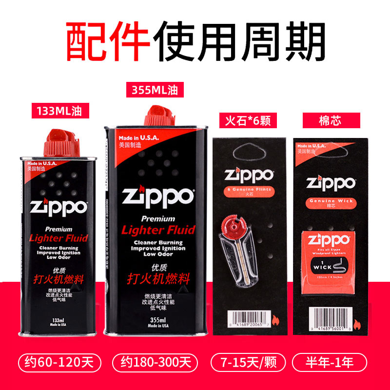 正品zippo打火机燃油配件芝宝正版专用燃料火石棉芯煤油美国原装