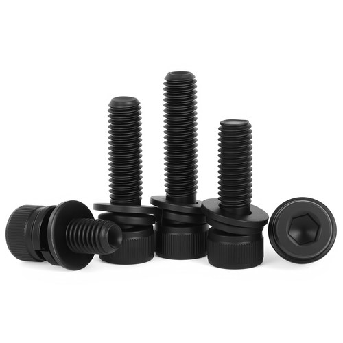 12.9级内六角三组合螺丝带平弹垫片杯头螺钉圆柱头螺栓M3M4M5M6M8 - 图0