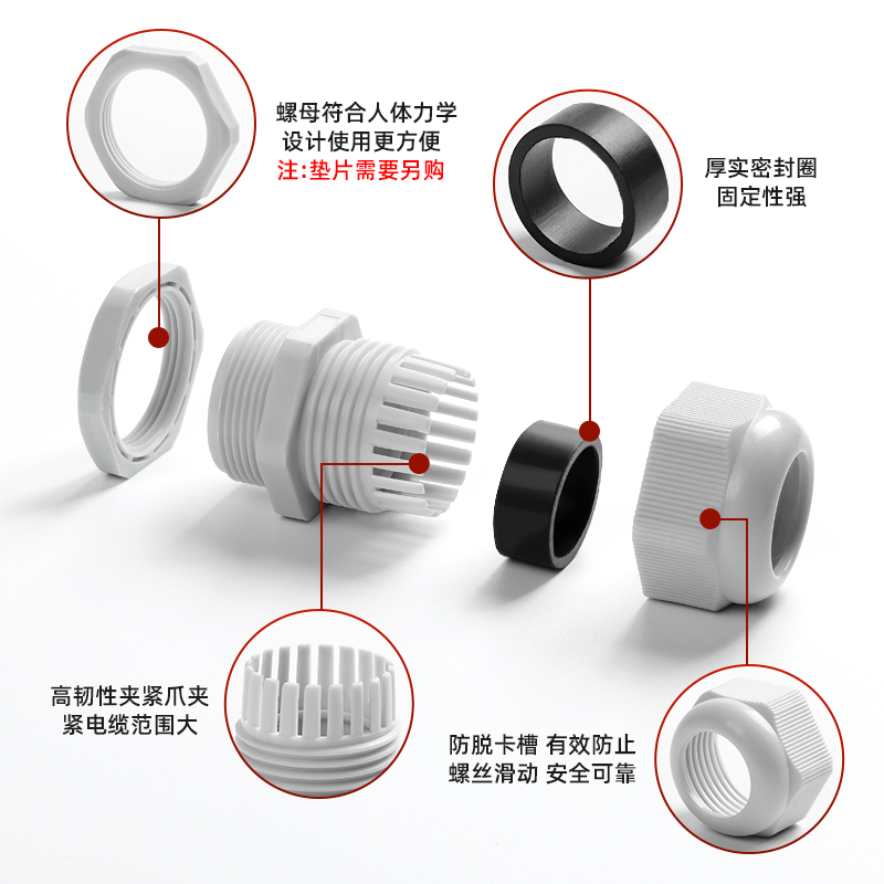 尼龙电缆电线防水接头连接器葛兰头电缆固定PG/M型格兰头德制公制