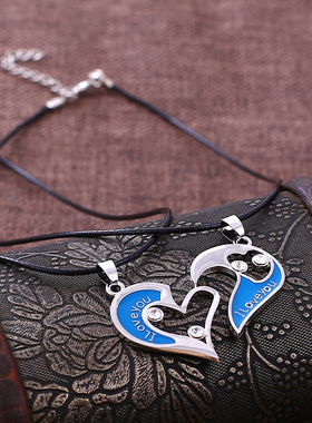 挂饰心心相印情侣钛钢韩版吊坠