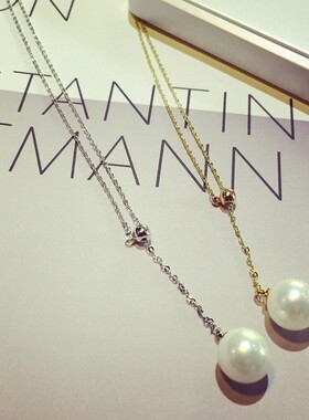 925纯银饰品 女大气Y形气质甜美南洋贝珍珠项链女锁骨链 韩版吊坠