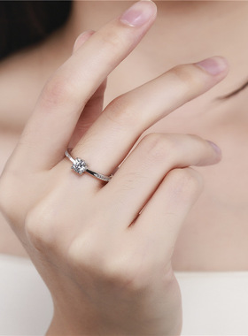 纯银手饰品仿真结婚戒时尚风锆石