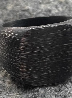 欧美复古做旧方形几何钛钢戒指时尚极简风潮人不掉色简约指环