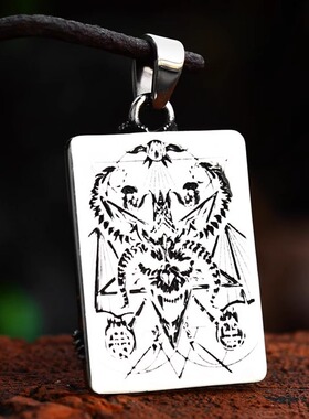 希腊神话撒旦牛角钛钢吊坠 欧美复古骷髅恶魔钛钢不掉色吊牌项链