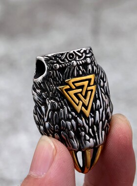 维京符文熊掌钛钢吊坠欧美风奥丁