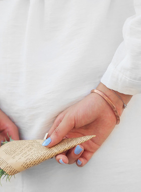 男士手镯钛钢欧美简约开口手镯女三角菱形几何线条手环潮牌首饰品