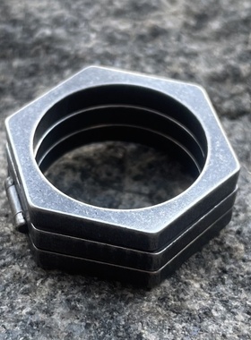 三环指虎防身简约风复古做旧钛钢戒指男士时尚欧美风饰品指环