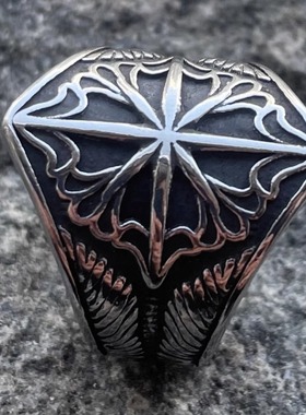 大码守护者潮牌北欧风个性维京八芒星不掉色钛钢戒指时尚指环饰品