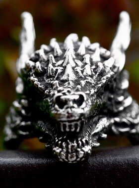 民族风霸气生肖龙形戒指饰品  钛钢复古中国龙高级感朋克风饰品