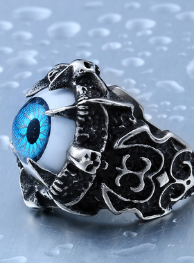 死神恶魔之眼个性男士戒指 钛钢铸造不掉色复古朋克欧美潮人饰品