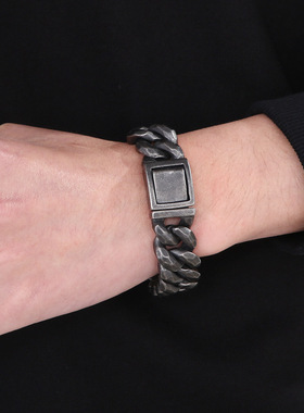 气质古巴链潮牌钛钢街头男