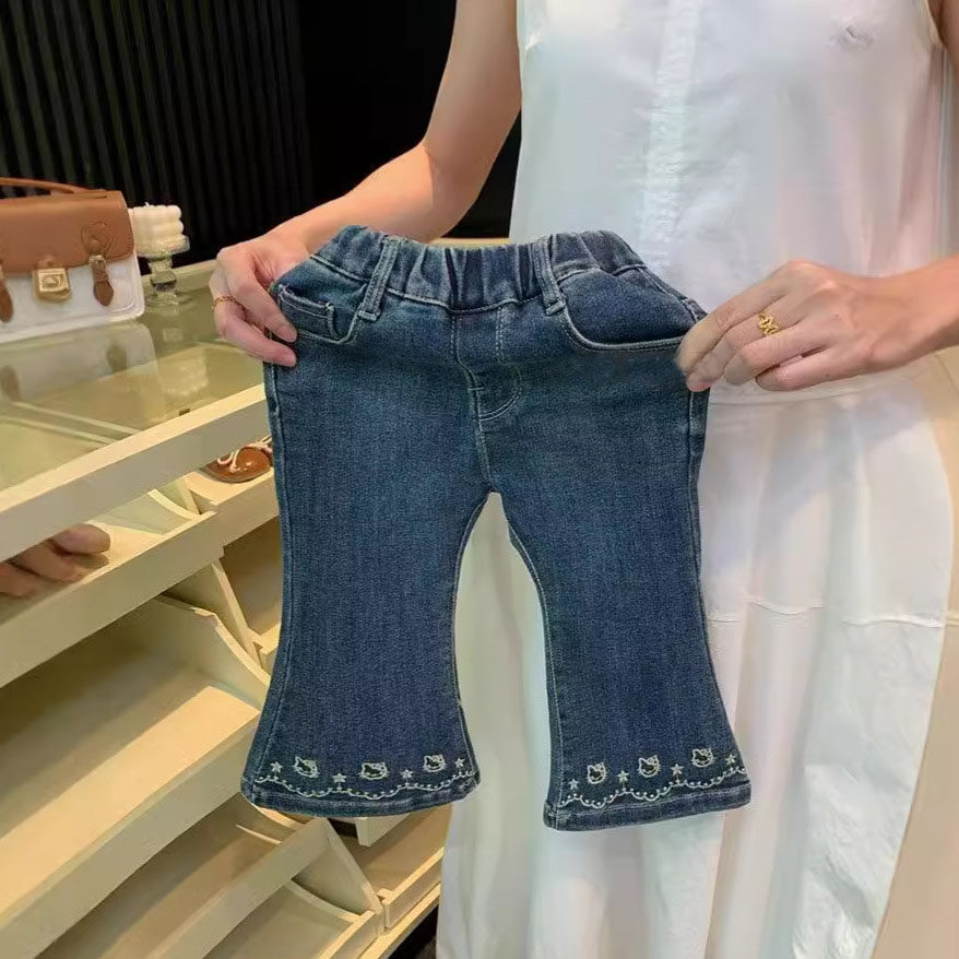 MEYERSHAM女童裤子秋装2025新款洋气小童女宝宝百搭牛仔喇叭裤,淘宝优惠券,粉丝福利购,淘宝优惠卷