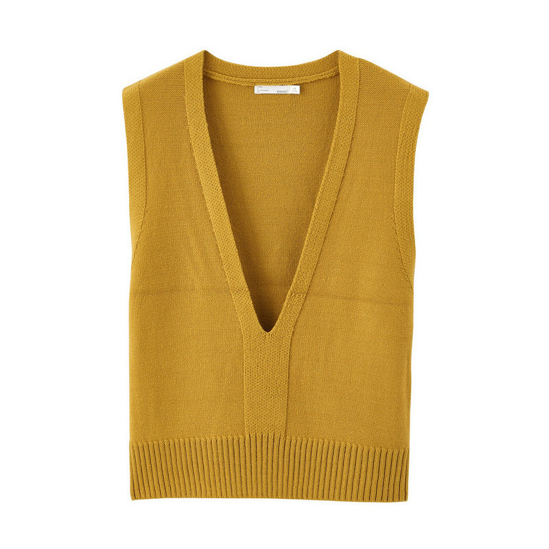 茵曼秋装v领无袖针织衫外穿马甲 茵曼名聚天成毛衣