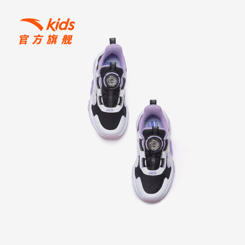 安踏儿童运动鞋女小童鞋2026年春季新款软弹舒适闪灯鞋旋钮童鞋 - 图1