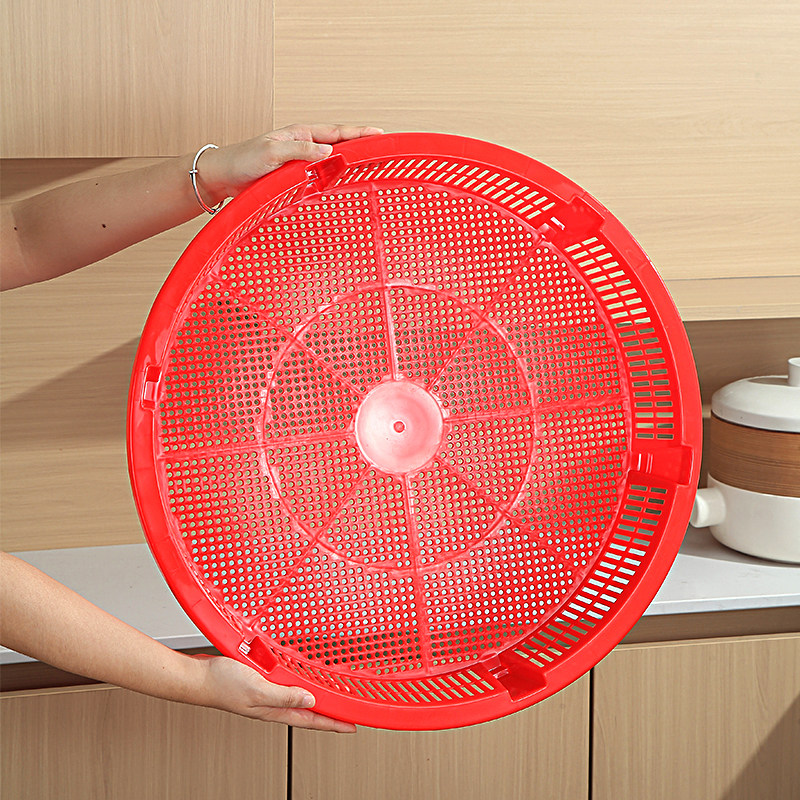 能叠层收纳！塑料圆形沥水筛子簸箕家用大号晾晒筐框洗菜篮干货筛,淘宝优惠券,粉丝福利购,淘宝优惠卷