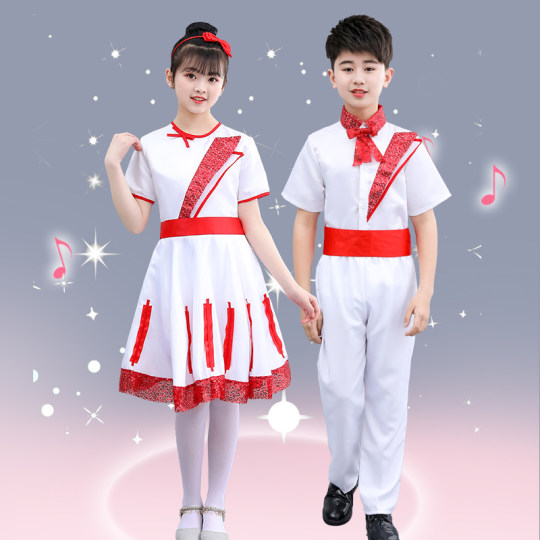 六一儿童大合唱团表演服服中小学生诗歌朗诵男女童主持礼服背带裤