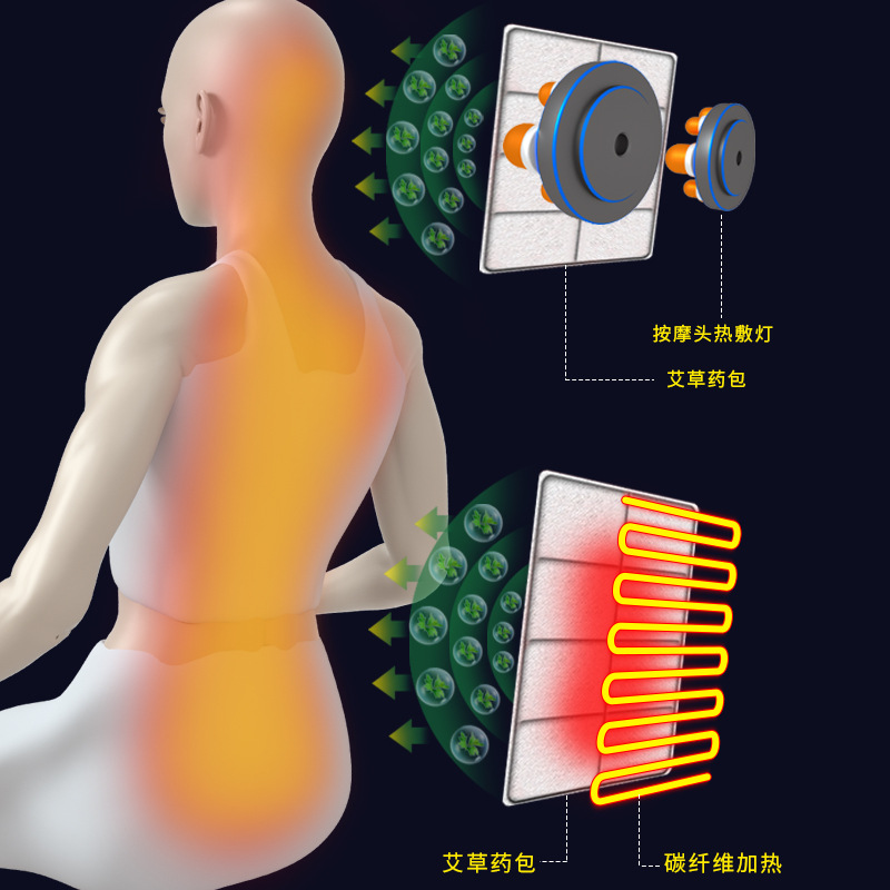 凯美帝按摩床垫全身多功能颈腰部震动揉捏家用智能加热按摩坐垫椅